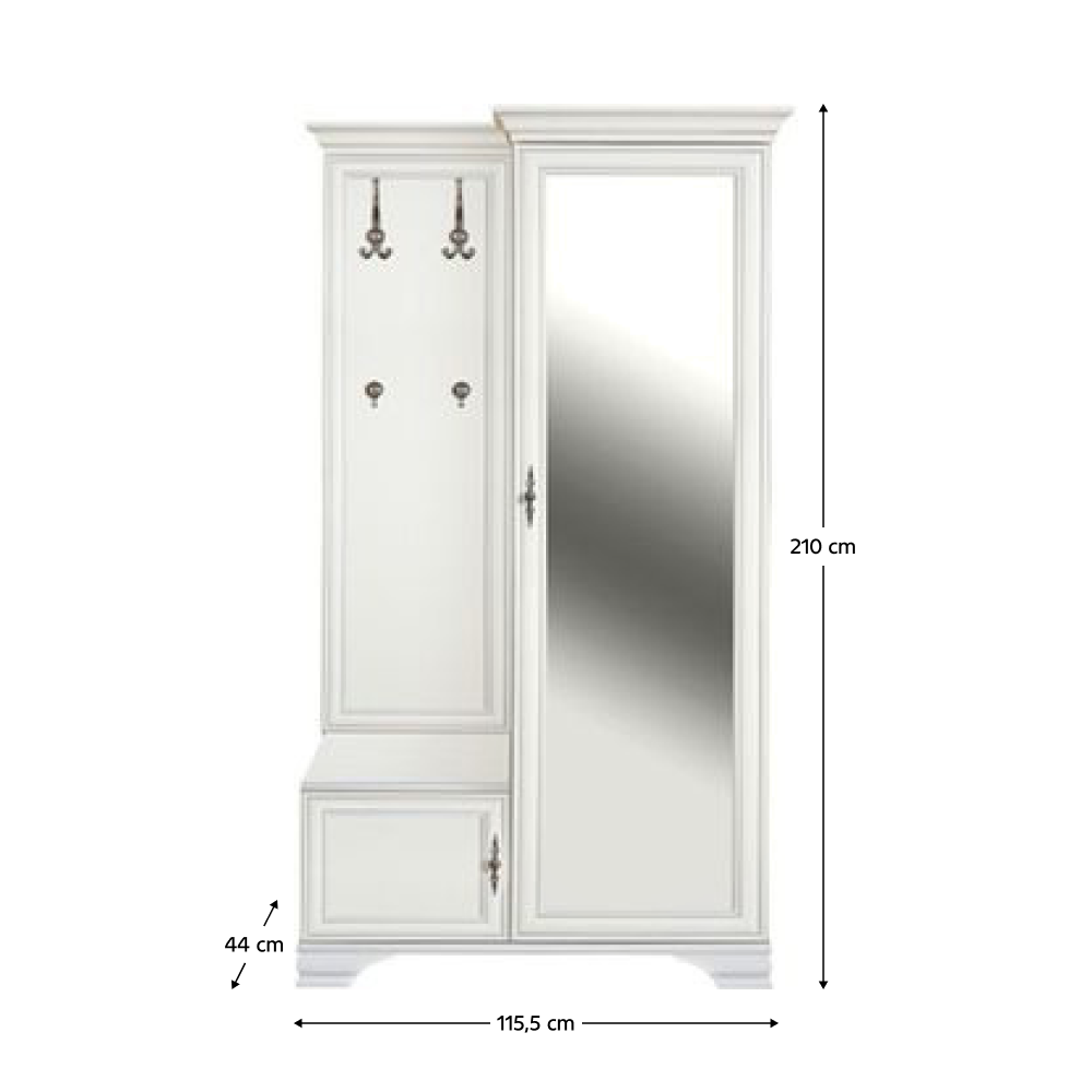 Előszobai szett, alpesi fehér, jobbos, KENTAK PPK110P Előszobai szett, alpesi fehér, jobbos, KENTAK PPK110P