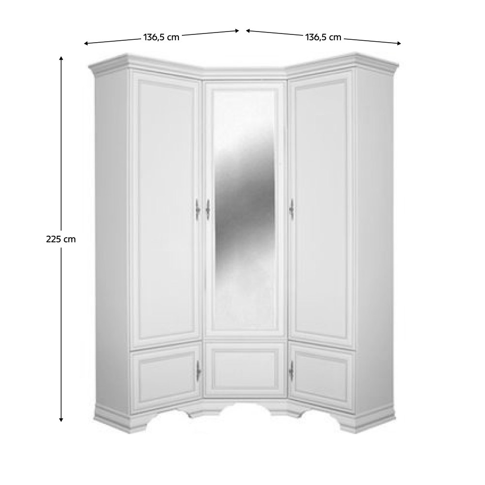 Rohová skriňa, alpská biela, KENTAK SZFN5D