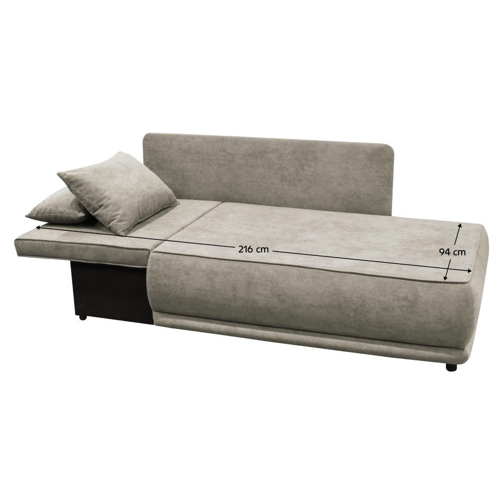 Kihúzható kanapé, bézsesszürke Taupe, balos, LIAMI