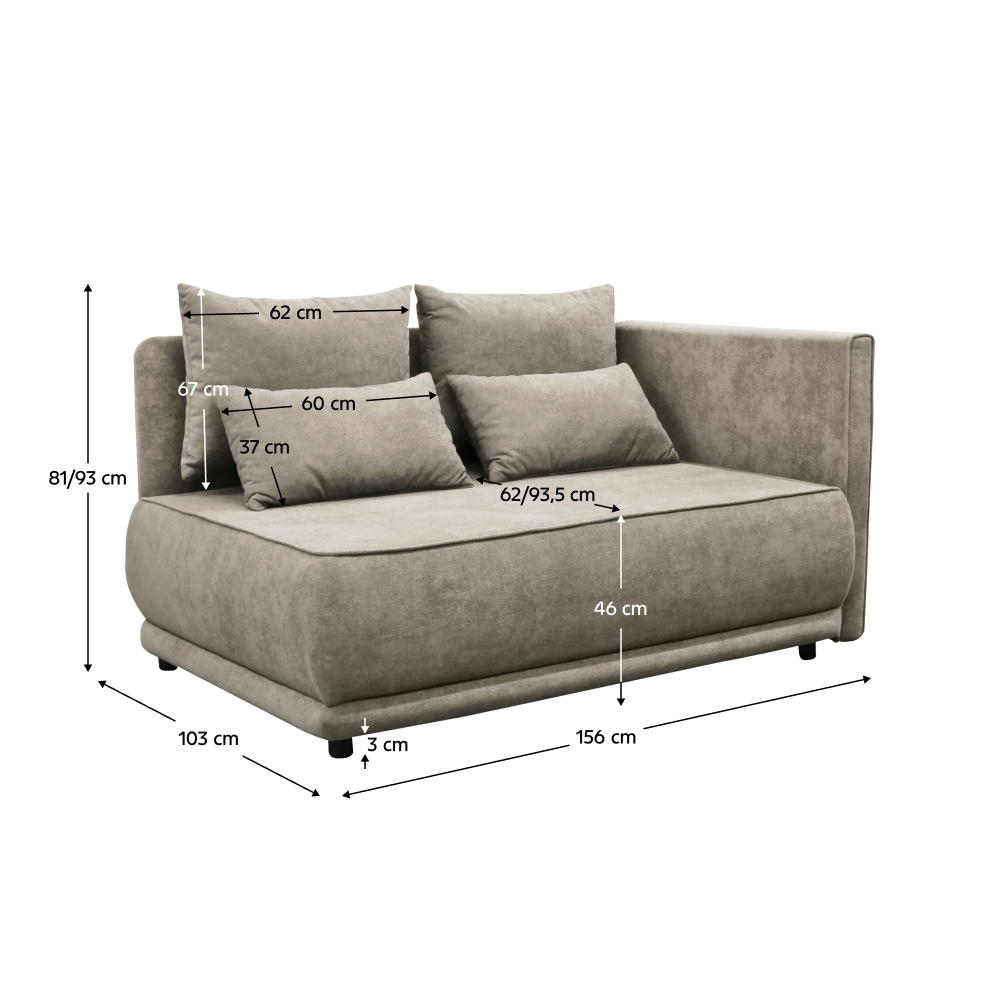 Rozkladacia pohovka, béžovosivá Taupe, pravá, LIAMI