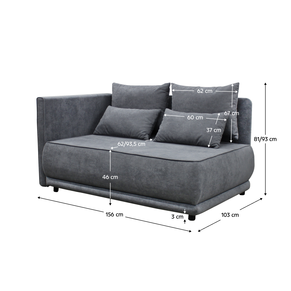 Kihúzható kanapé, szürke, balos, LIAMI Kihúzható kanapé, szürke, balos, LIAMI