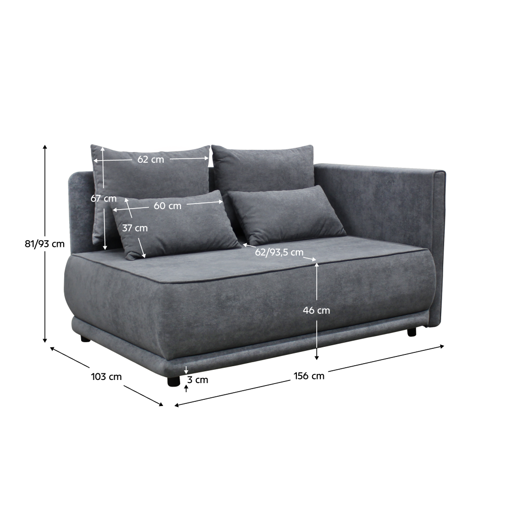 Kihúzható kanapé, szürke, jobbos, LIAMI