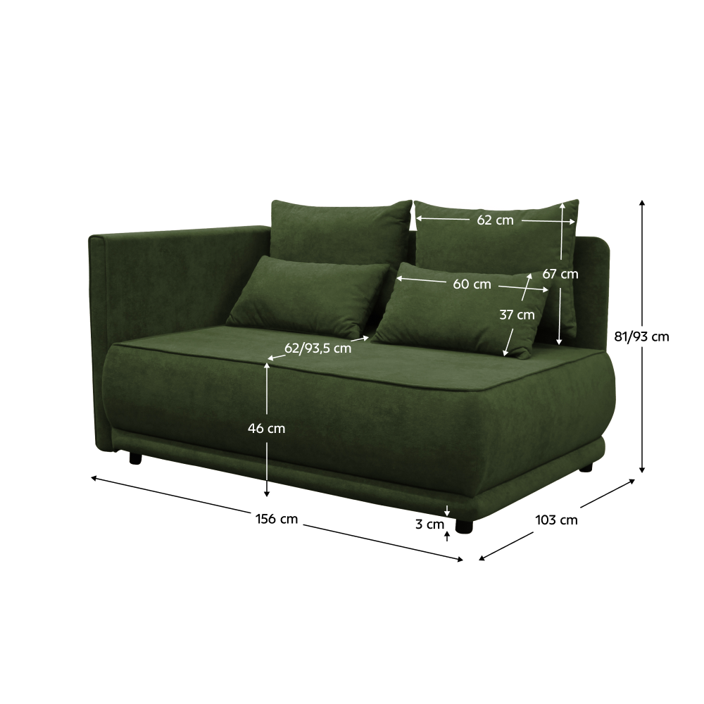 Kihúzható kanapé, zöld, balos, LIAMI Kihúzható kanapé, zöld, balos, LIAMI