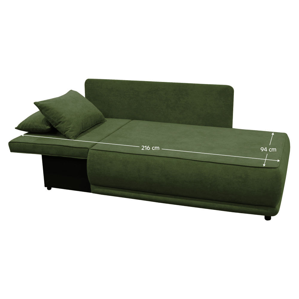 Kihúzható kanapé, zöld, balos, LIAMI Kihúzható kanapé, zöld, balos, LIAMI