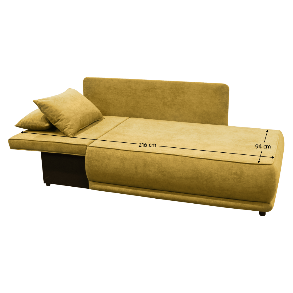 Kihúzható kanapé, mustárszínű, balos, LIAMI