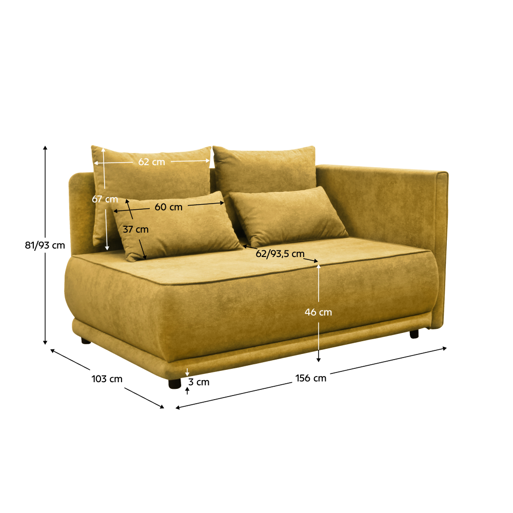 Kihúzható kanapé, mustárszínű, jobbos, LIAMI