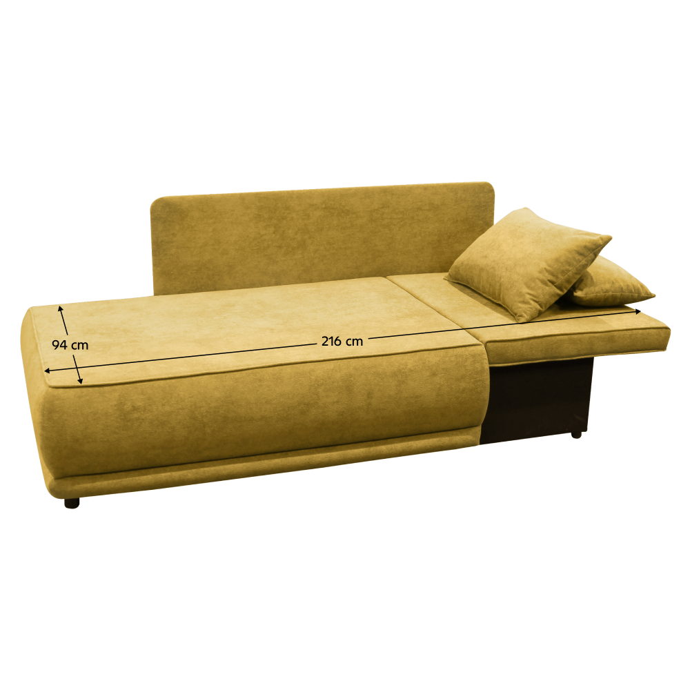 Kihúzható kanapé, mustárszínű, jobbos, LIAMI