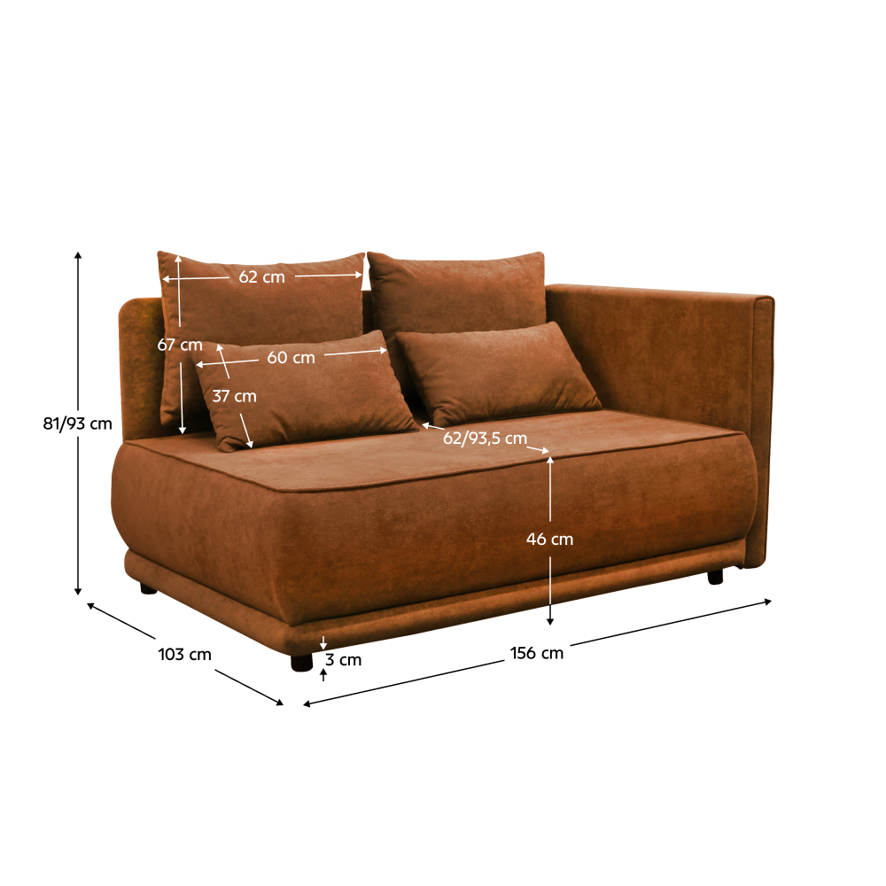 Rozkladacia pohovka, terakota, pravá, LIAMI