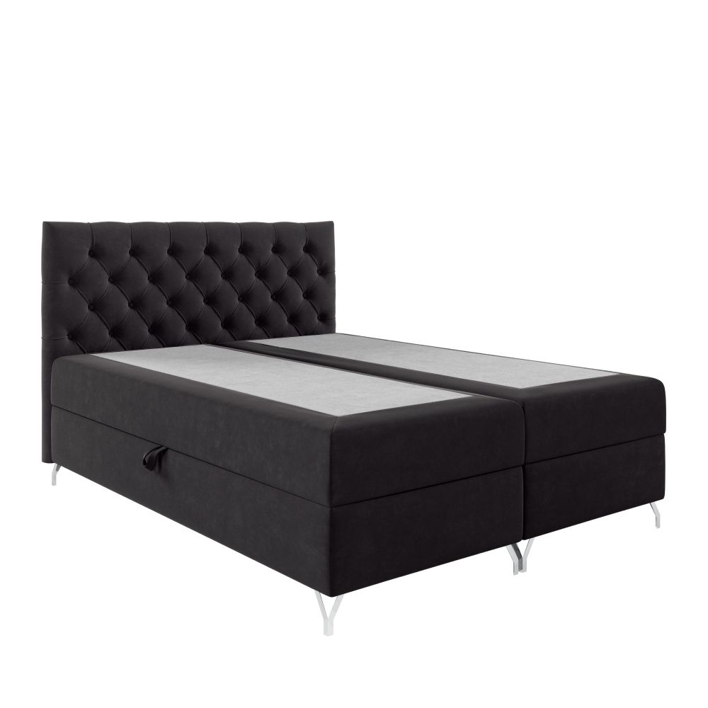 Boxspringová posteľ, 200x200, čierna látka Velvet, GULIETTE + darček