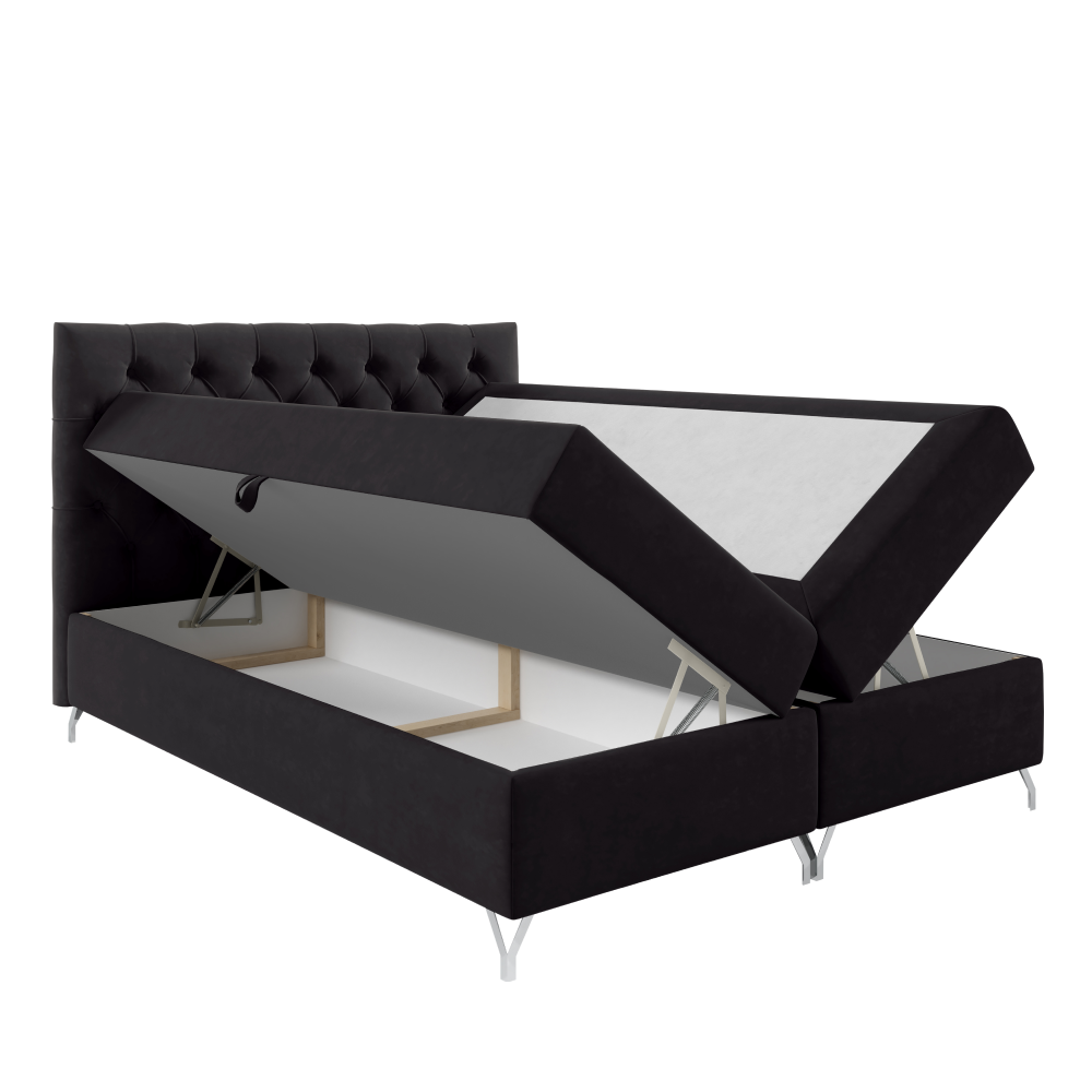 Boxspringová posteľ, 200x200, čierna látka Velvet, GULIETTE + darček