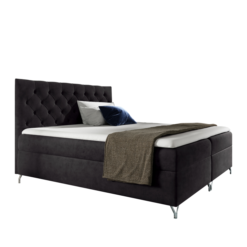 Boxspringová posteľ, 200x200, čierna látka Velvet, GULIETTE + darček