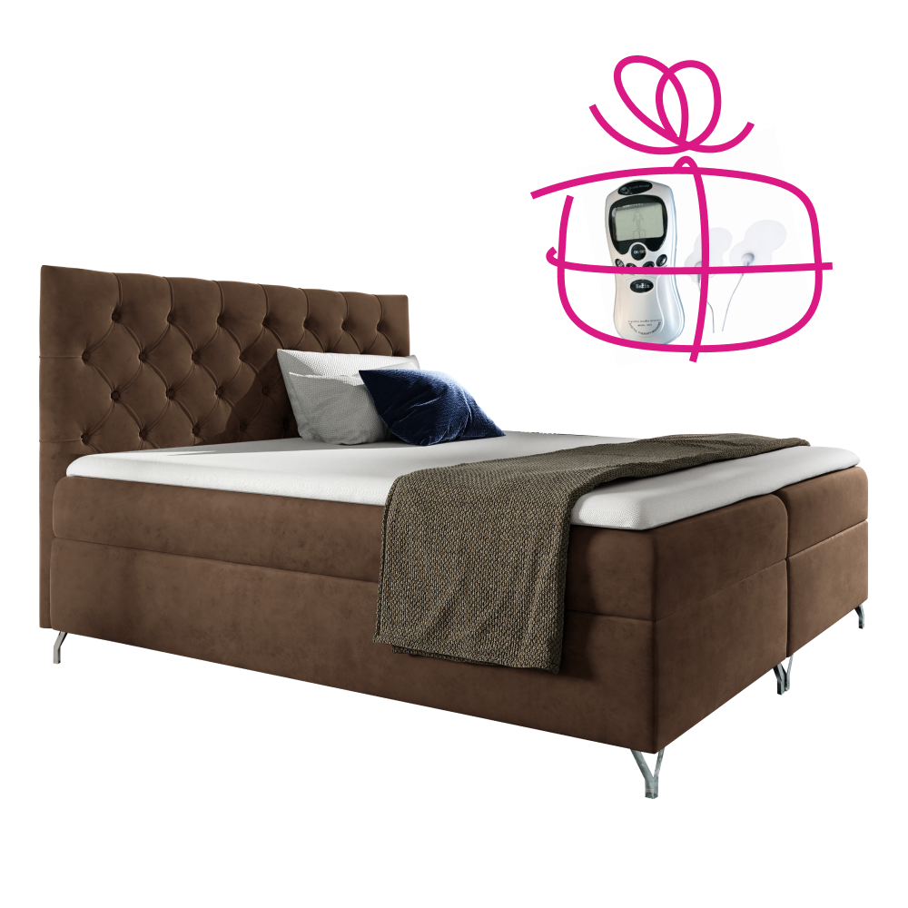 Boxspringová postel, 120x200, hnědá látka Velvet, GULIETTE + dárek