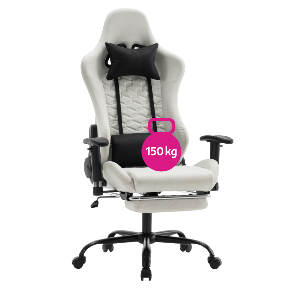 Kancelárske/herné kreslo, biela/čierna, nosnosť 150 kg, PAPIBAS
