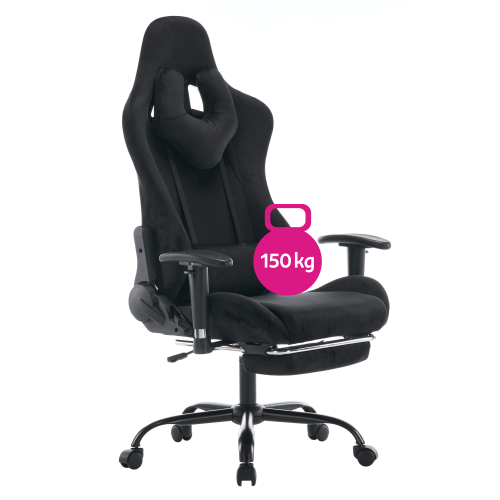 Kancelárske/herné kreslo, čierna Velvet látka, nosnosť 150 kg, SALOP