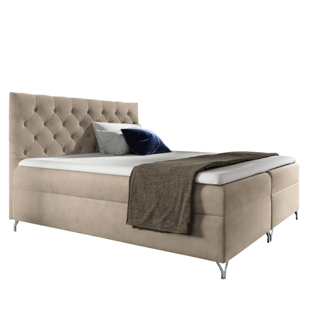 Boxspringová postel, 200x200, béžová látka Velvet, GULIETTE + dárek P1, poškozené zboží