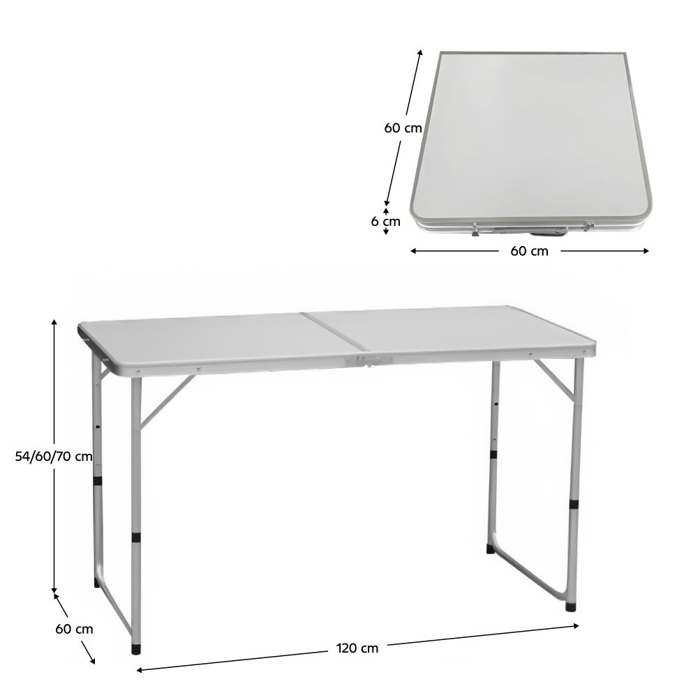 Összecsukható kempingasztal, 120 cm, alumínium/MDF, KEPI TYP 1