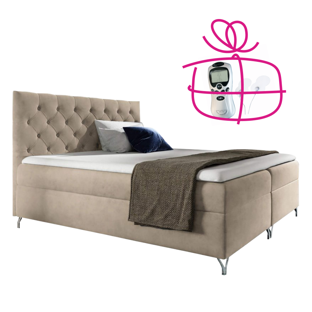 Boxspringová postel, 120x200, béžová látka Velvet, GULIETTE + dárek