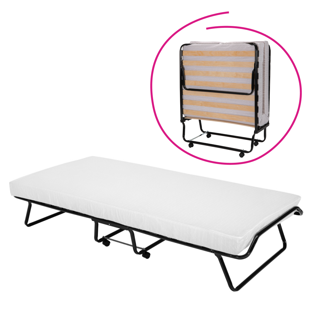 Összecsukható ágy matraccal, 90x190, grafit, DAGMARI TYP 1