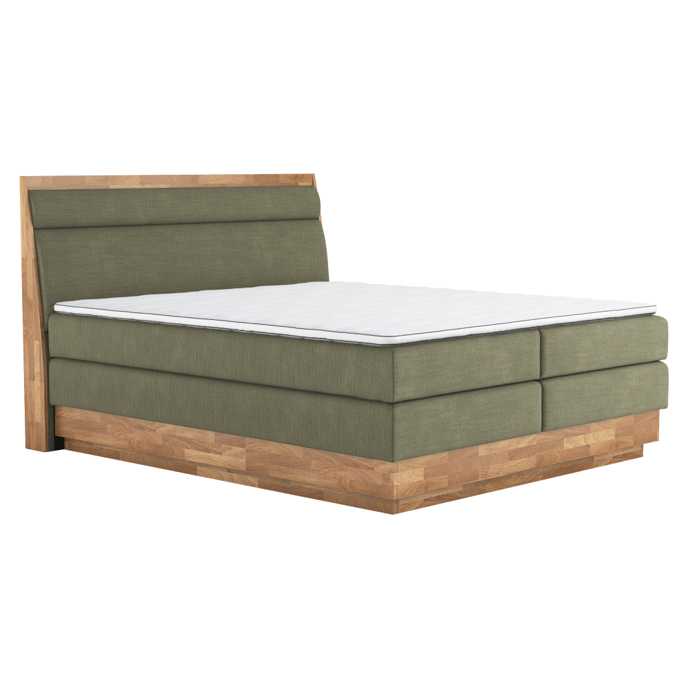 Boxspring ágy, 180x200, tömör fa, világoszöld, INCANA TYP 2