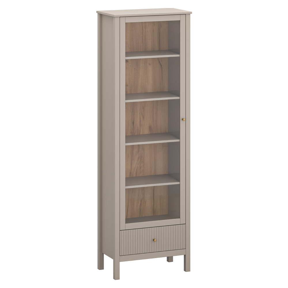 Vitrin, szürkésbarna Taupe/craft arany tölgy, KLIO 1W1S
