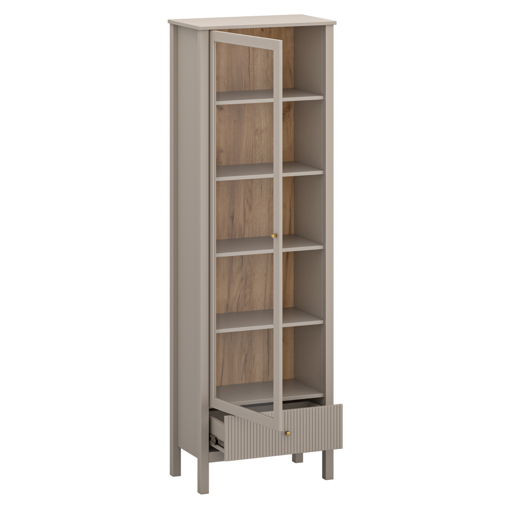 Vitrína, sivohnedá Taupe/dub craft zlatý, KLIO 1W1S
