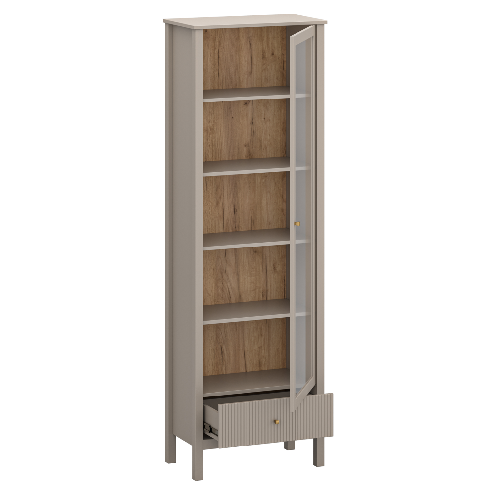 Vitrína, sivohnedá Taupe/dub craft zlatý, KLIO 1W1S