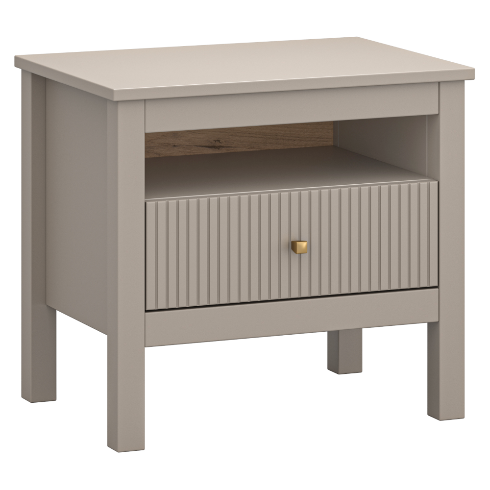 Éjjeliszekrény, szürkésbarna Taupe/craft arany tölgy, KLIO 1S