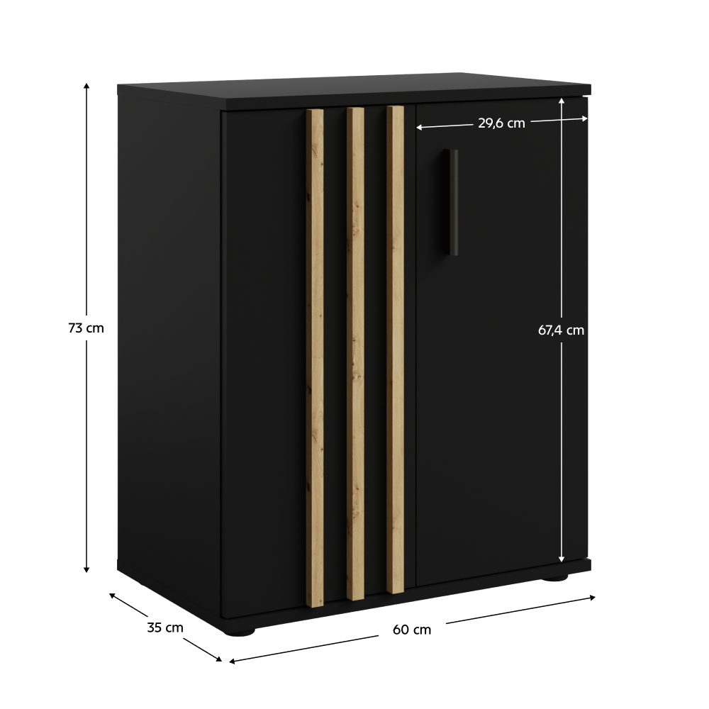 Komód, 2D, fekete/artisan tölgy, TOLIS TYP 1 Komód, 2D, fekete/artisan tölgy, TOLIS TYP 1