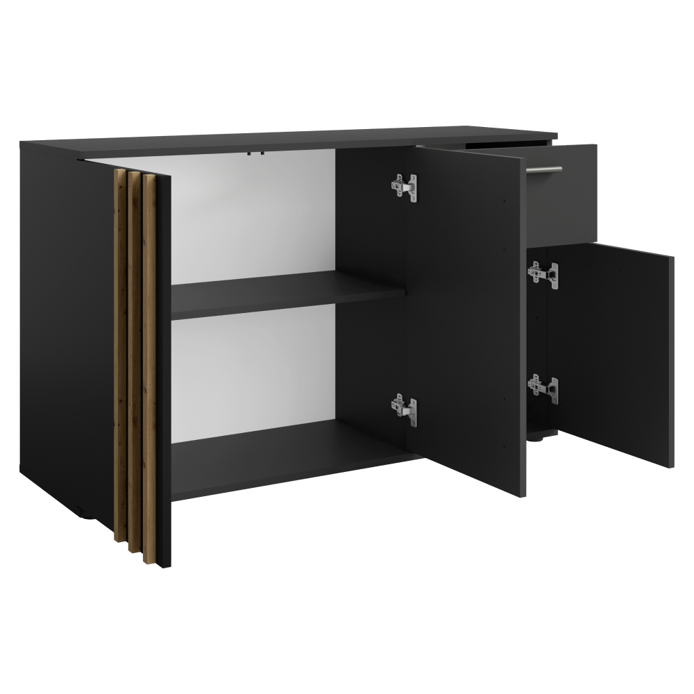 Komoda, 3D1S, čierna/dub artisan, TOLIS TYP 2