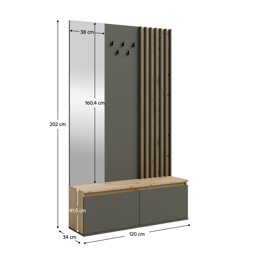 Előszobai készlet, grafit/artisan tölgy, DERIS Előszobai készlet, grafit/artisan tölgy, DERIS