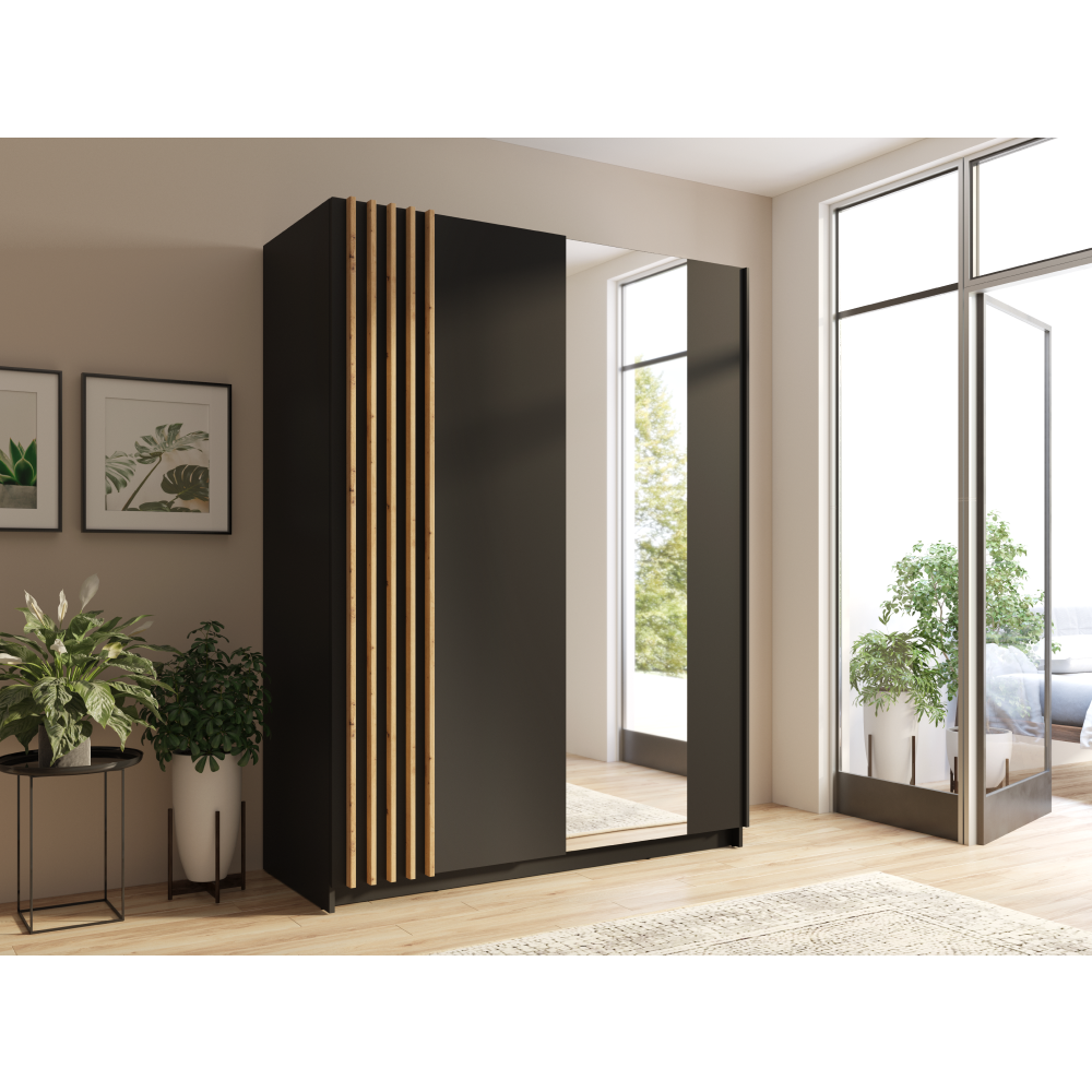 Skriňa, 2D-150, čierna/dub artisan, BAJADERO TYP 1