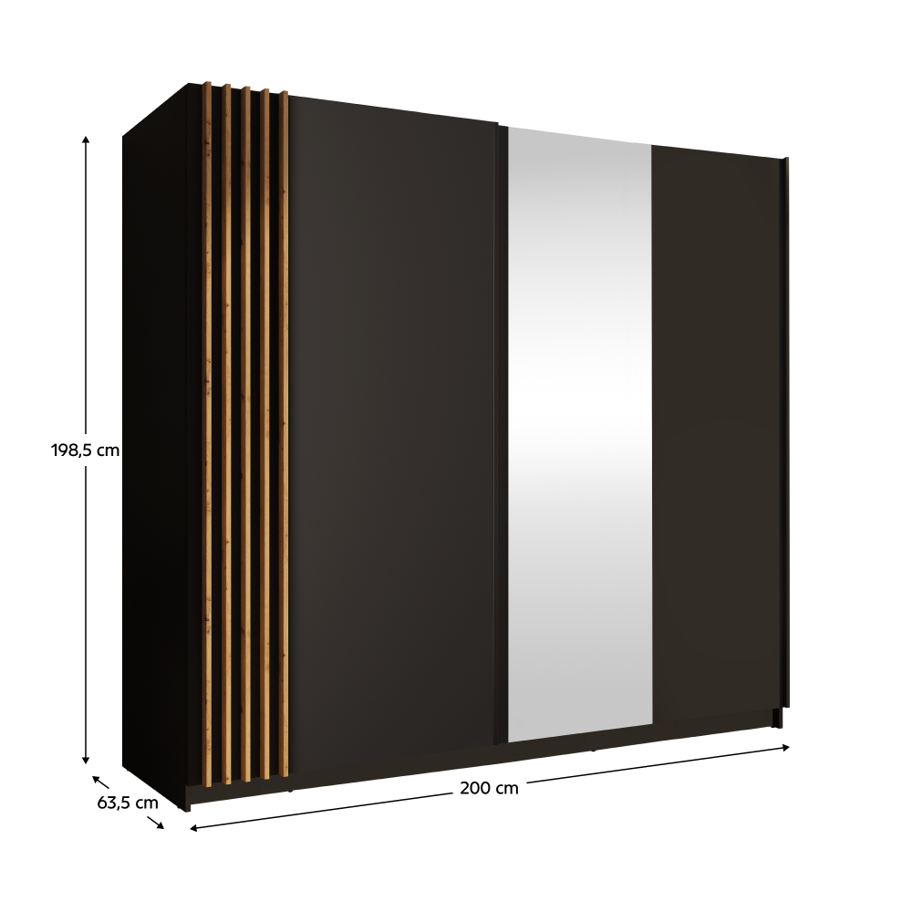 Skriňa, 2D-200, čierna/dub artisan, BAJADERO TYP 2