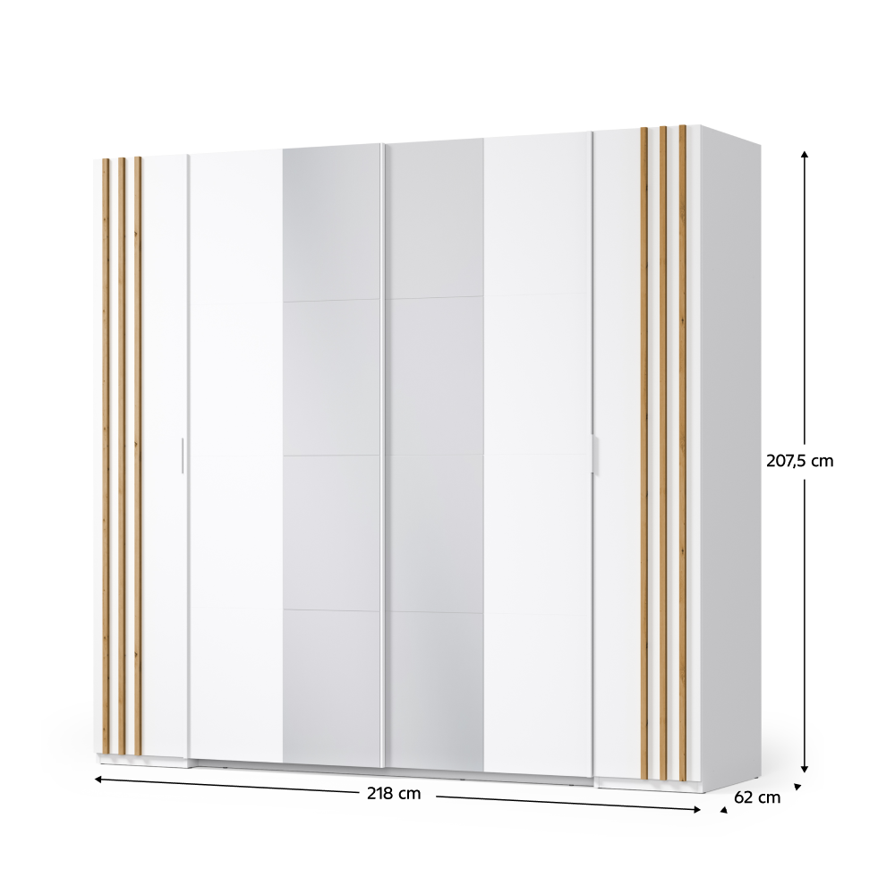 Hálószobai készlet, fehér/artisan tölgy, 160x200, FLORENS