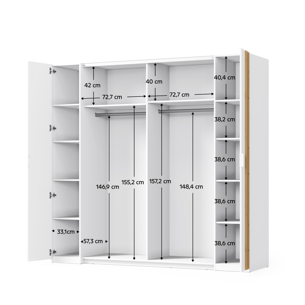 Hálószobai készlet, fehér/artisan tölgy, 160x200, FLORENS