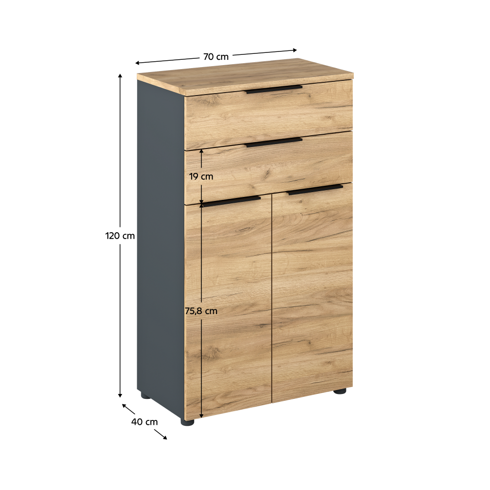 Irodai összeállítás, grafit/artisan tölgy, KLAUDIUS