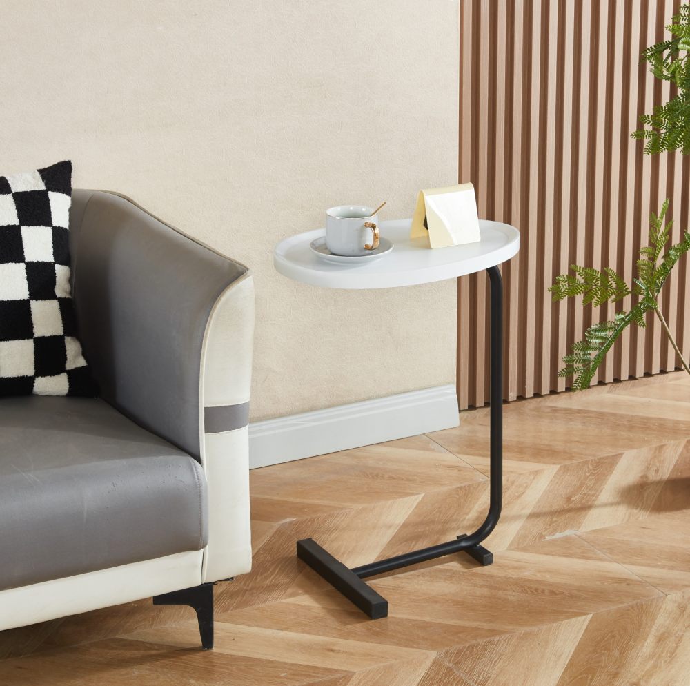 Kisasztal, fehér/fekete, ABERY