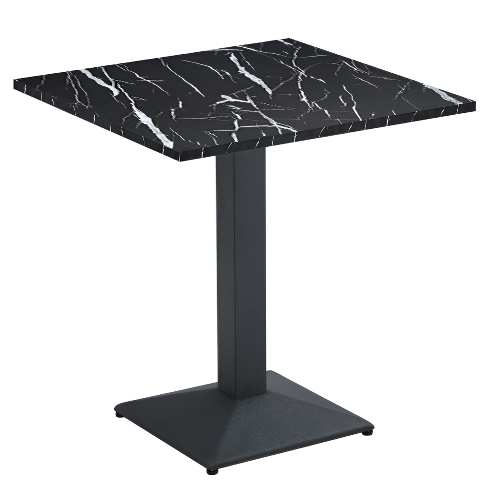 Jedálenský bistro stôl, čierny mramor/čierna, 70x70 cm, RINALDO TYP 1