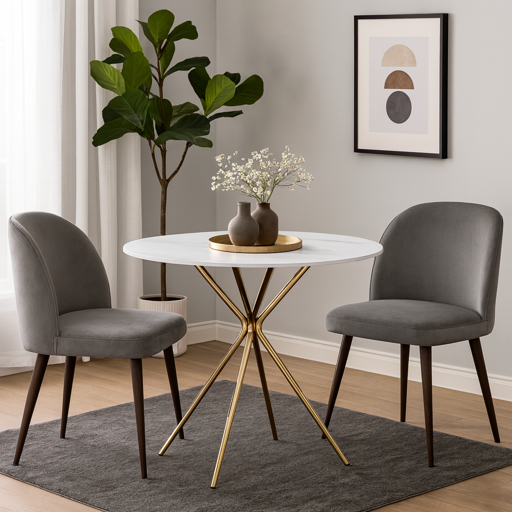 Étkezőasztal, fehér márvány/gold arany króm, átmérő 90 cm, MEKNER Étkezőasztal, fehér márvány/gold arany króm, átmérő 90 cm, MEKNER