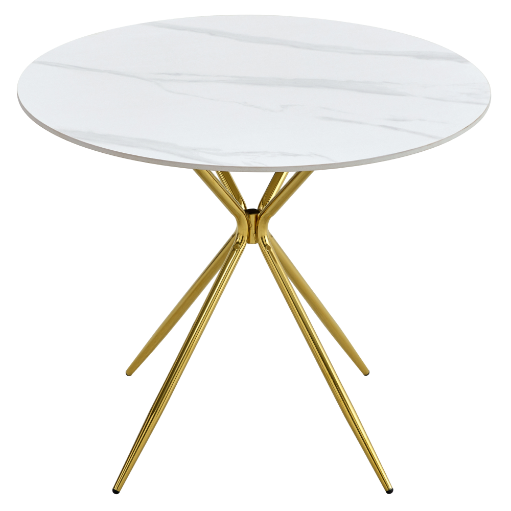 Étkezőasztal, fehér márvány/gold arany króm, átmérő 90 cm, MEKNER Étkezőasztal, fehér márvány/gold arany króm, átmérő 90 cm, MEKNER
