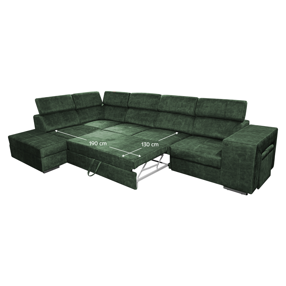 Sedacia súprava, smaragdová, ľavá, MALAGA BIG