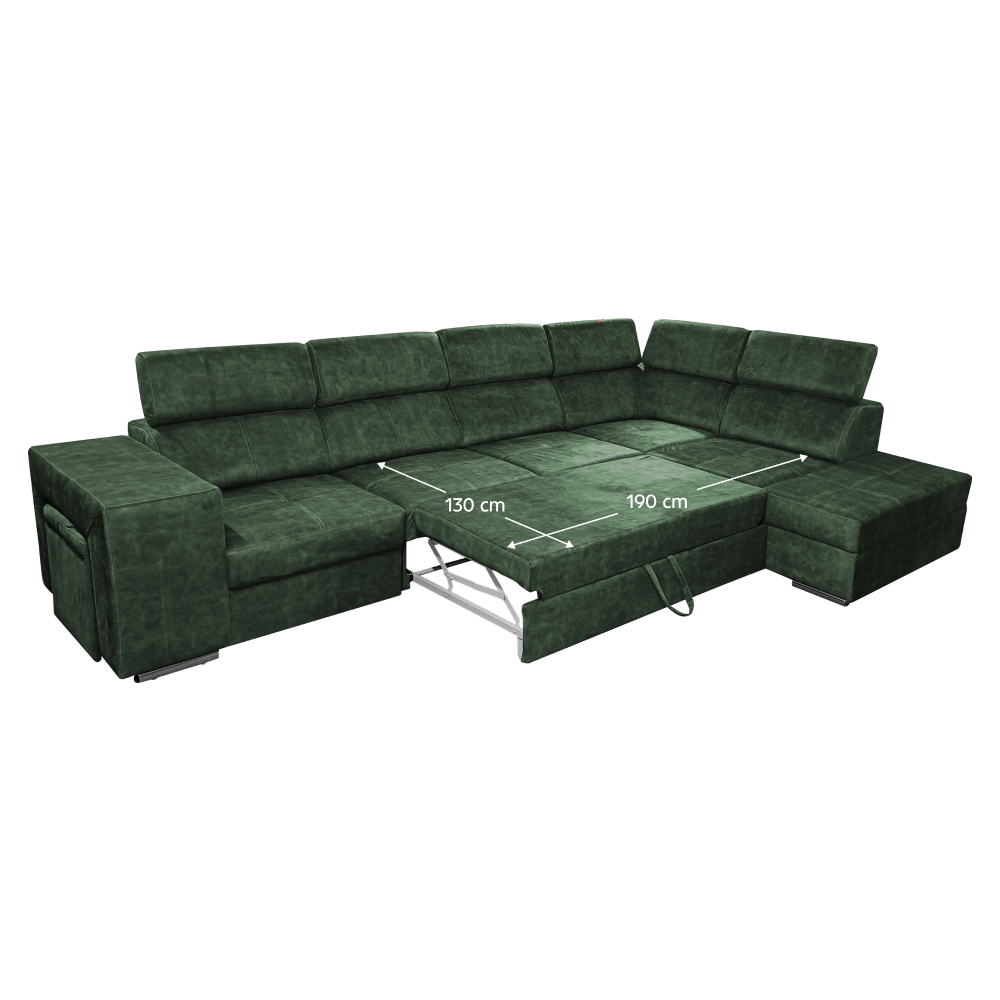 Sedacia súprava, smaragdová, pravá, MALAGA BIG