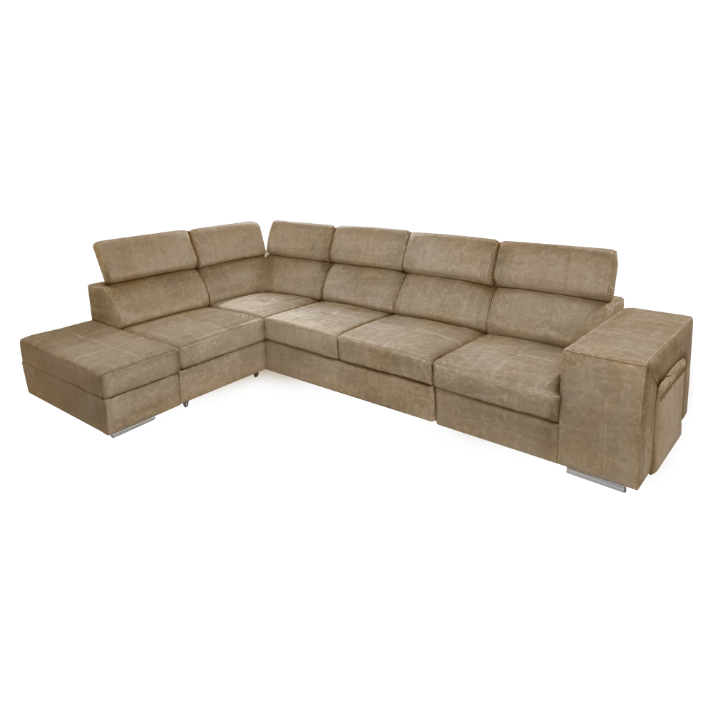 Sedacia súprava, béžová, ľavá, MALAGA BIG