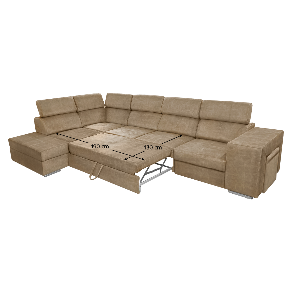 Sedacia súprava, béžová, ľavá, MALAGA BIG