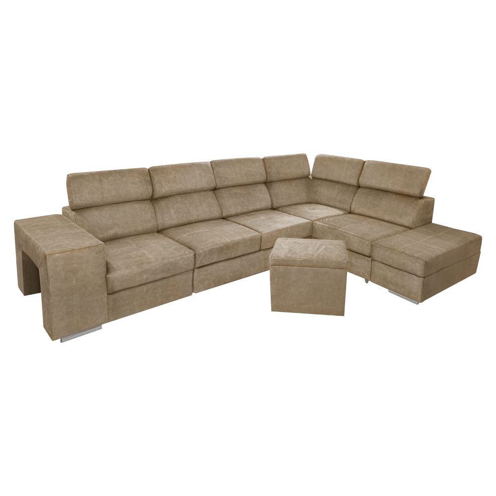 Sedacia súprava, béžová, pravá, MALAGA BIG