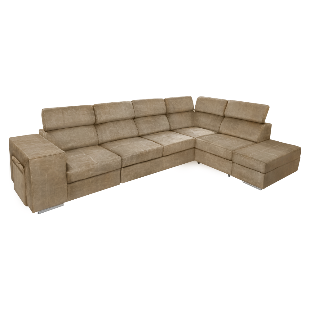 Sedacia súprava, béžová, pravá, MALAGA BIG