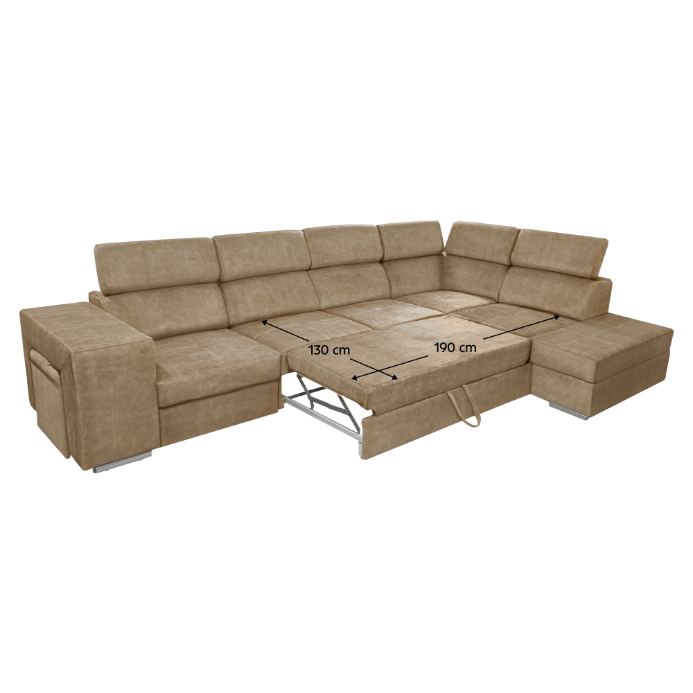 Sedacia súprava, béžová, pravá, MALAGA BIG