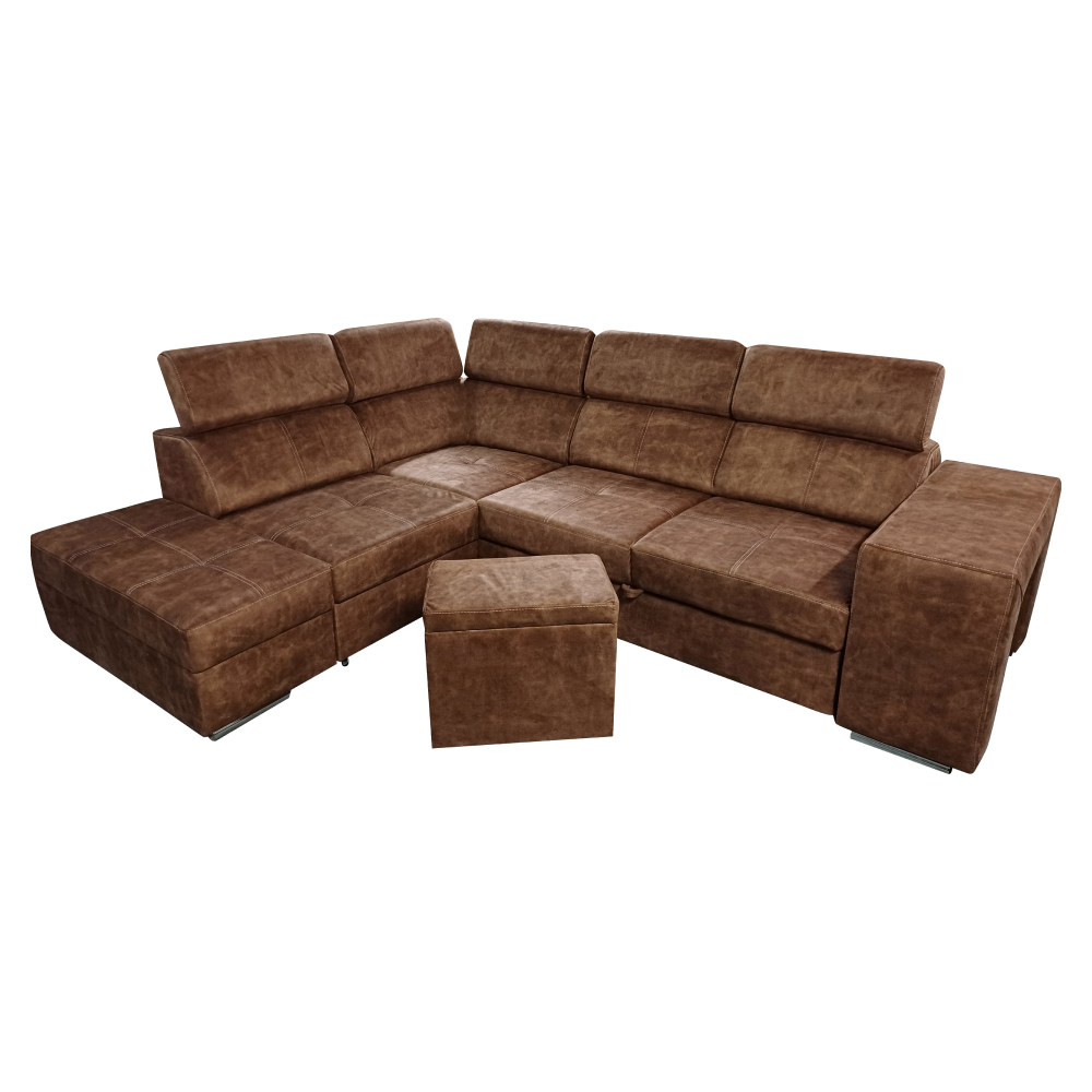 Sedacia súprava, hnedá, ľavá, MALAGA