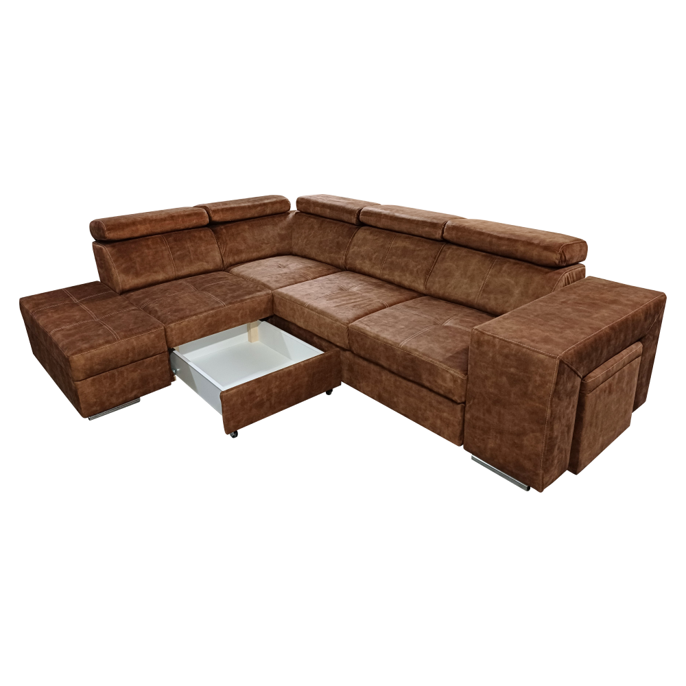 Sedacia súprava, hnedá, ľavá, MALAGA