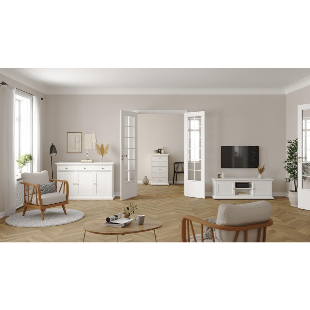 TV-asztal, fehér, PARIS 77810