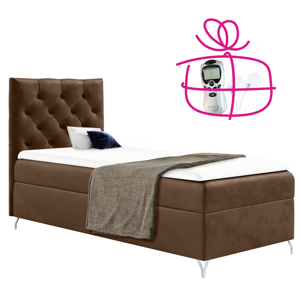 Boxspringová postel, 90x200, hnědá látka Velvet, levá, GULIETTE + dárek